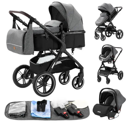 Newest Baby Stroller 3 in1 Multifunctional Stroller Easy Folding Travel Portable Baby Carriage Safety Seat EU Standard