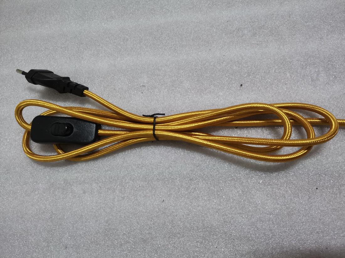 2m AC 220-250V EU Power Cord with Switch Fabric Covered Electrical Power Cable For DIY Table Lamp Cord