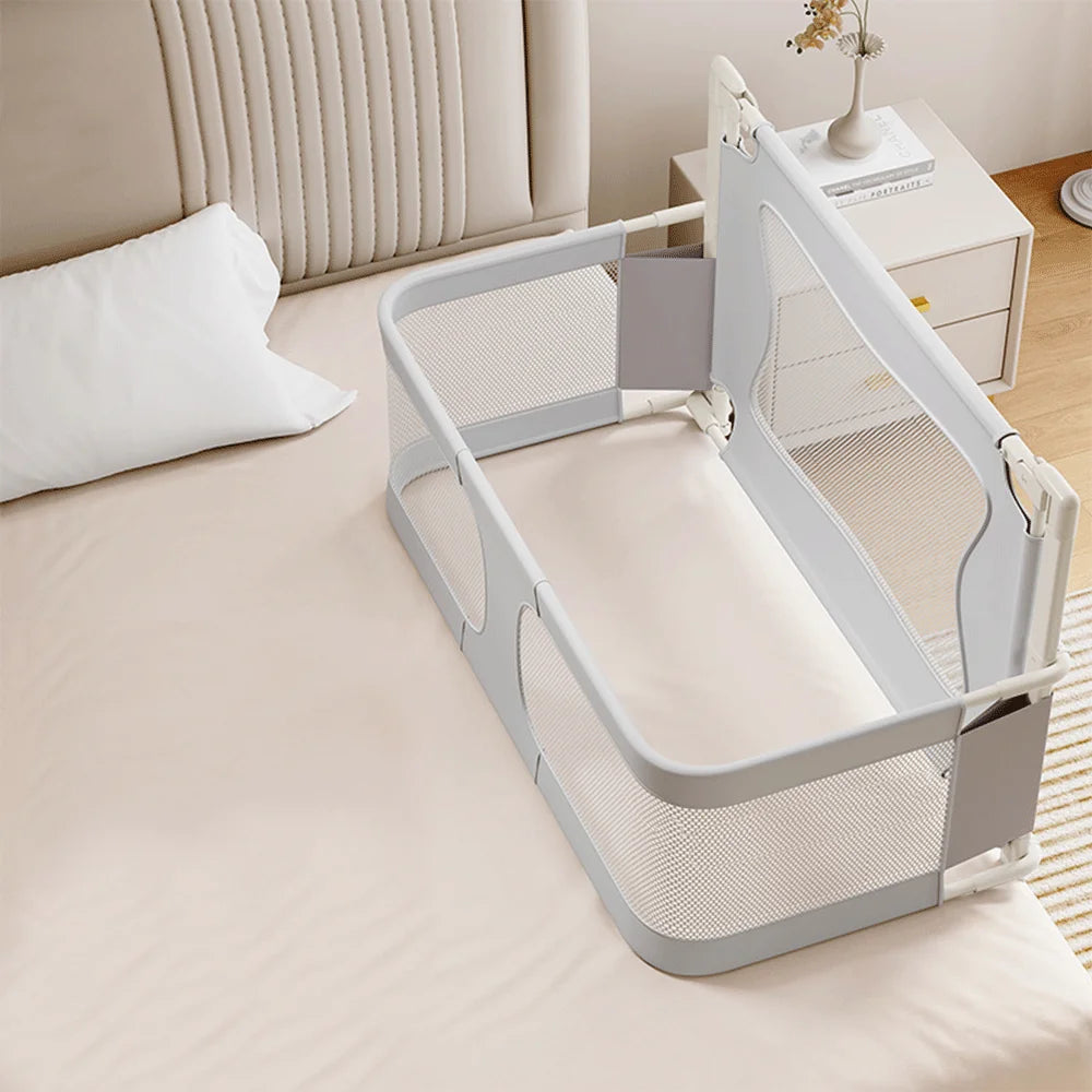 Baby Bedside Crib 120x50cm, Parent Bed Crib, Bed Rail/Fall Protection Alternative for Children's Bed, Baby Box Spring Bed