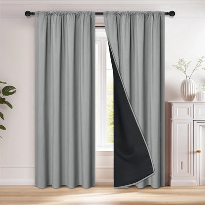 1pc 100% Blackout Curtain, Solid Color Curtains with Rod Pocket, Bedroom Living Room Curtains for Windows Curtain