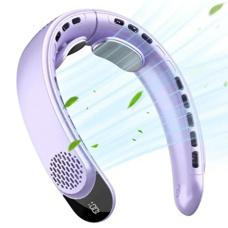 Neck Fan Rechargeable Ice Cooling Personal Air Conditioner, LED Digital Display Mini Fan for Running Cycling Office Home Outdoor