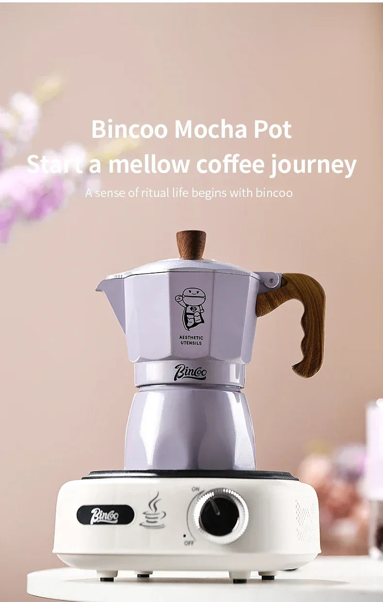 Double Valve Moka Pot Coffee Mocha Pot Set Espresso Moka Pot Electric Stove Heated Brewed Coffee Pot Italian Barista Tools 220v