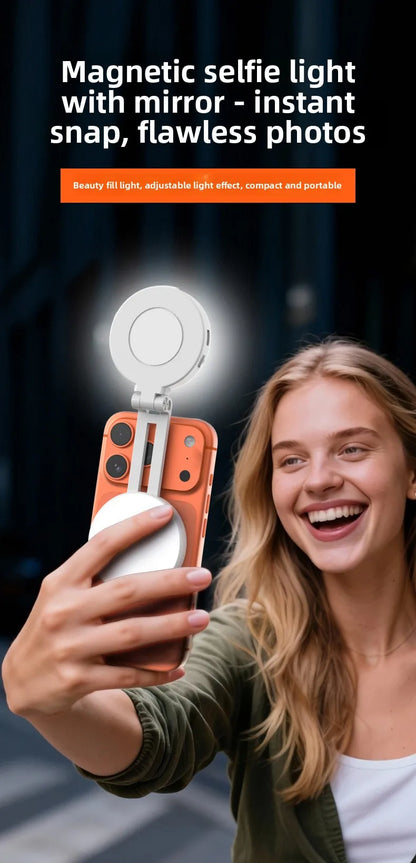 Magsafe Phone LED Ring Light Portable Bi Color Dimmable Selfie Fill Light for Live Stream Vlog Photography