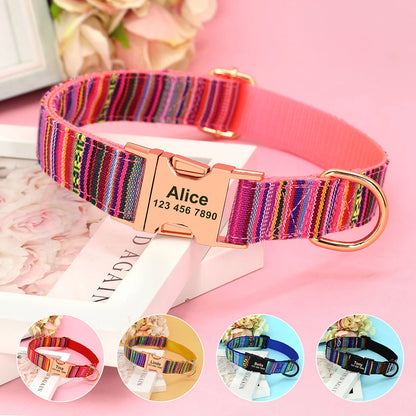 Custom Large Dog Collar Cute Print Personalized Pet Collar Nylon Puppy Dogs ID Collars Engraved Name for Small Medium Large Dog