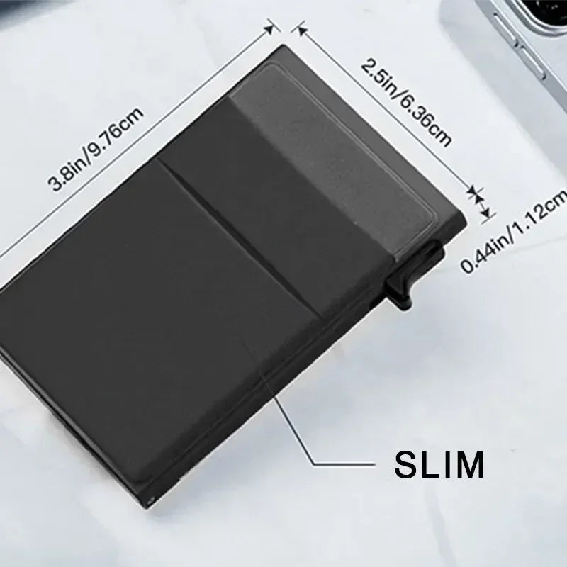 Slim RFID Blocking Metal Wallet for Men - Minimalist Smart Magic Card Case Holder with Protection for Bank ID and Credit Cards