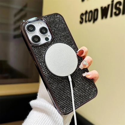 Luxury Diamond For Magsafe Case for iPhone 15 16 17 Pro Max Plus Bling Shinny Magnetic Cover for iPhone 11 12 13 14 Pro Max