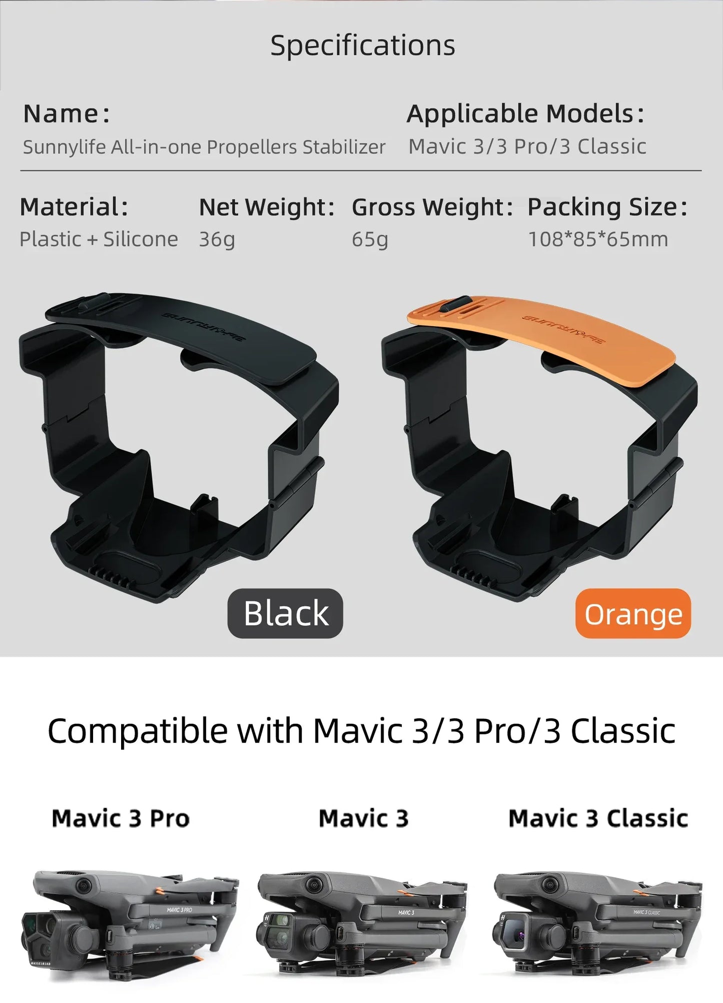 Sunnylife Propeller Holder For DJI Mavic 3/3 Pro/3 Classic Propeller Stabilizer Bracket Protective Belt Fixing Mount Drone Parts