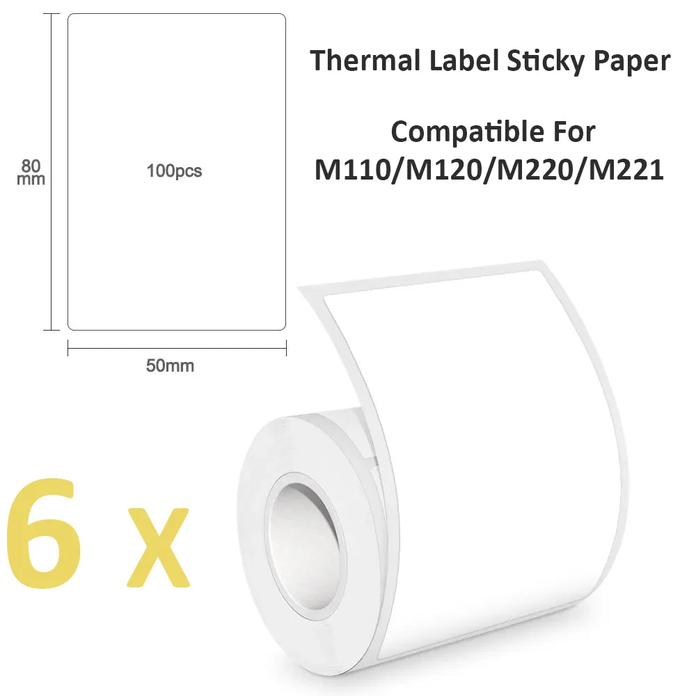 Durable 50x80mm Circle Thermal Paper - Phomemo M110 Printer Compatible Stickers
