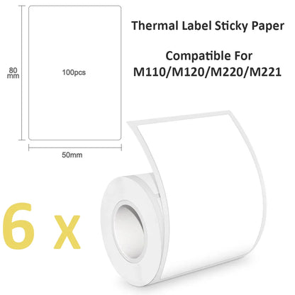 Durable 50x80mm Circle Thermal Paper - Phomemo M110 Printer Compatible Stickers