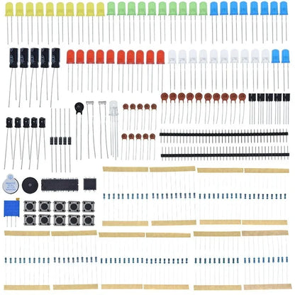 Electronics Components Basic Starter Kit for Arduino UNO Pi with LED Buzzer Capacitor Resistor Button