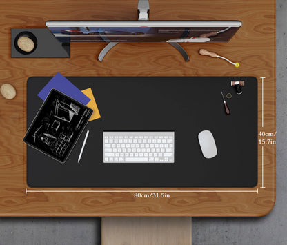 Dual Sided Desk Mat,Leather Desk Pad,Black Cork Desk Mat Protector,Large Mouse Pad,Desk Writing Pad for Office and Home