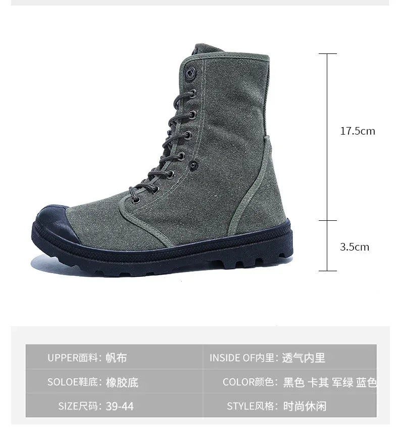 2024 Men's Fashion Canvas Shoes Spring and Autumn Outdoor Shoes Thick-soled High-top Shoes Cuff Shoes Fashion Sports Shoes