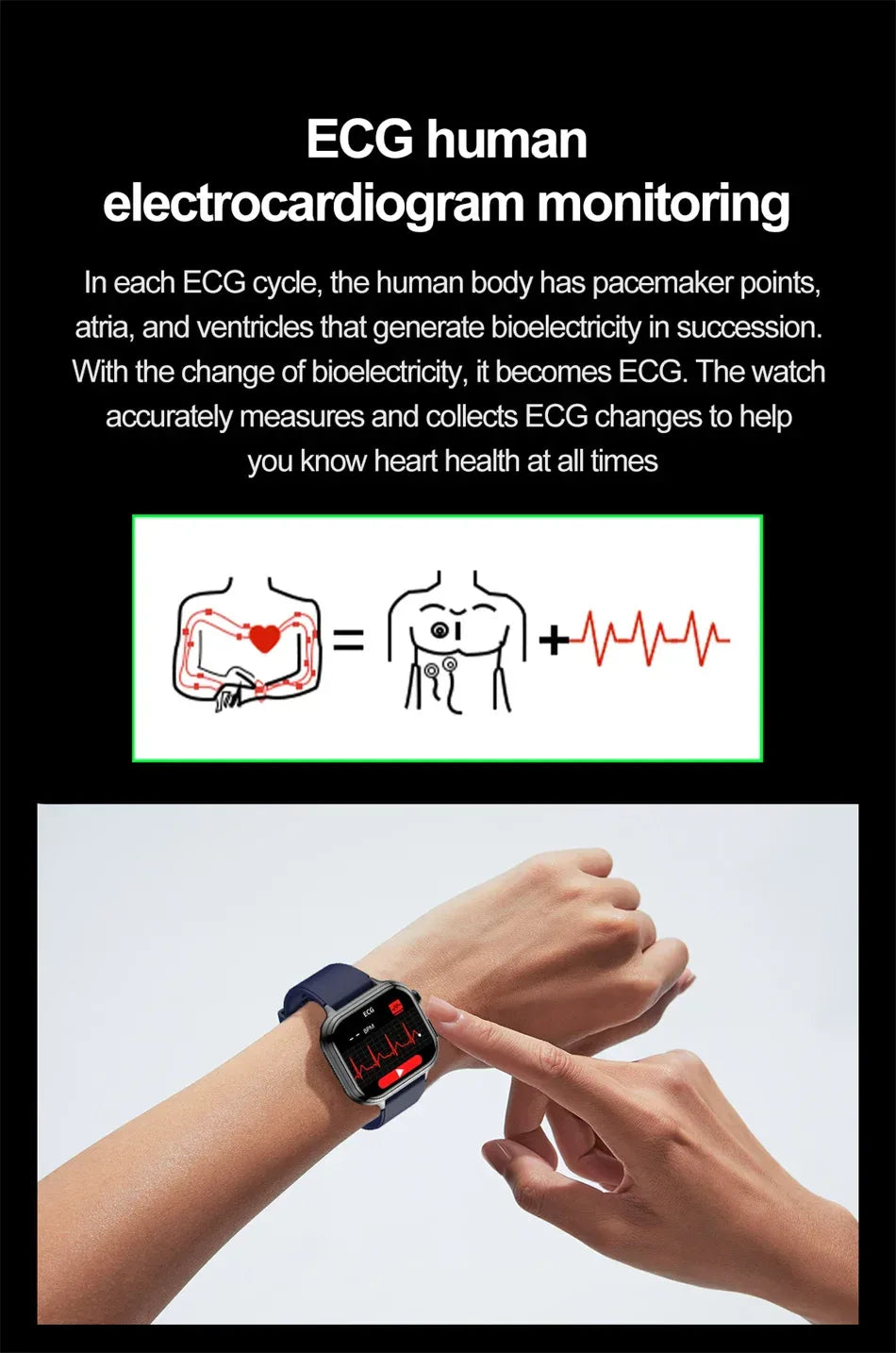 2025New Medical Grade ECG+PPG Smart Watch BMI Body Fat Uric Acid Painless Non-invasive Blood Sugar Monitoring Calling Smartwatch