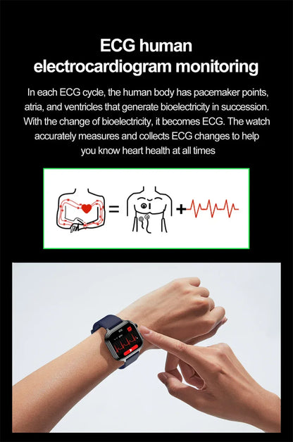 2025New Medical Grade ECG+PPG Smart Watch BMI Body Fat Uric Acid Painless Non-invasive Blood Sugar Monitoring Calling Smartwatch