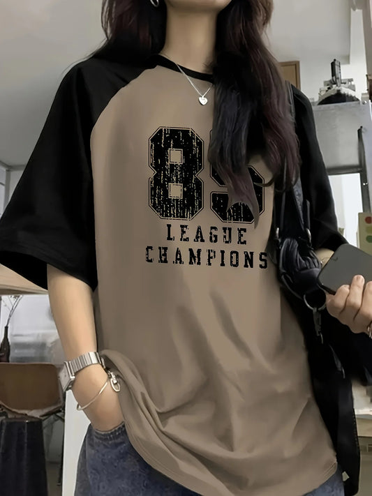 Summer's New Y2K Style Women's Casual Short-Sleeved 85 Digital Letter Printed Round-Neck Loose Quick-Drying T-shirt Trendy Top by PDG ibma