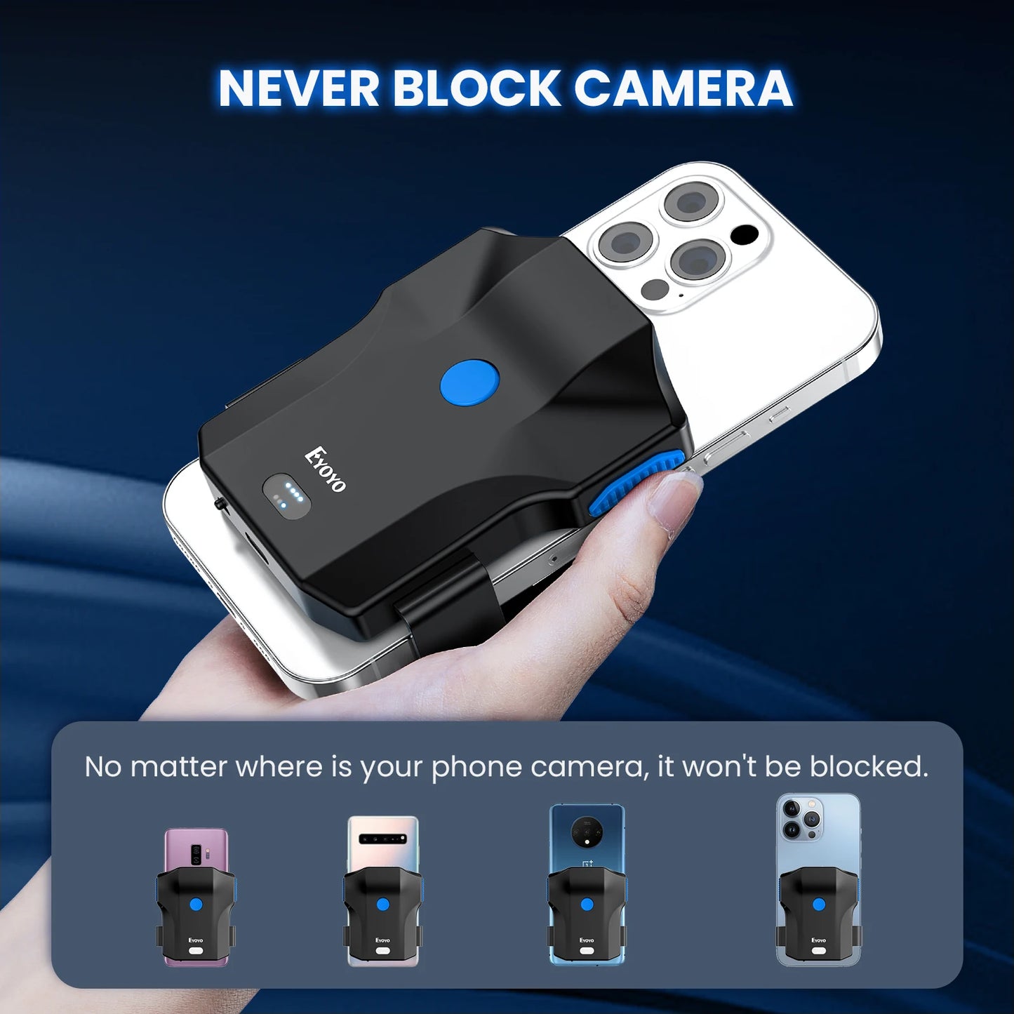 Eyoyo EY-032 Bluetooth Barcode Scanner Back Clip 1D 2D Bar Code Reader with Image Scanning For UPC Library Warehouse Inventory