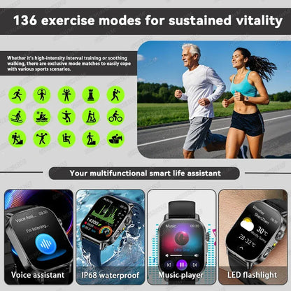 2026 New Health Smart Watch Precise Measurement ECG+PPG Blood Pressure Uric Acid Body Fat Analysis call SmartWatch For Men Women