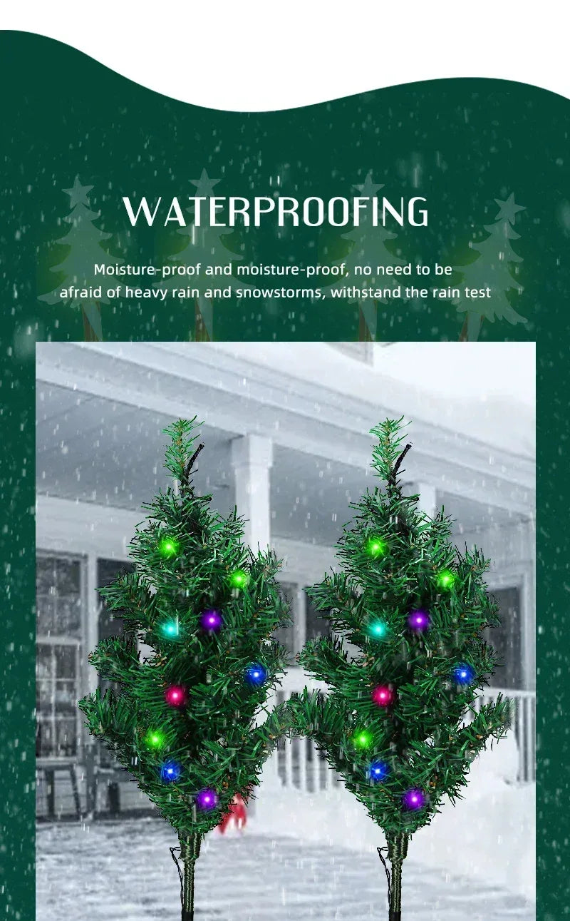 Solar LED Lights Christmas Tree Lawn Lamp Holiday Lantern For House Festive Wedding Courtyard Garden Decoration RGB Light
