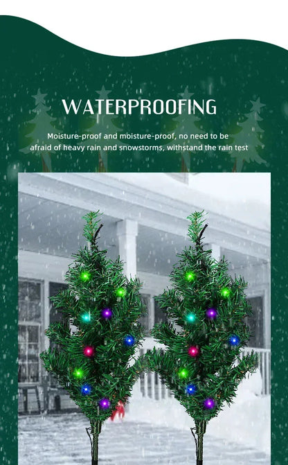 Solar LED Lights Christmas Tree Lawn Lamp Holiday Lantern For House Festive Wedding Courtyard Garden Decoration RGB Light