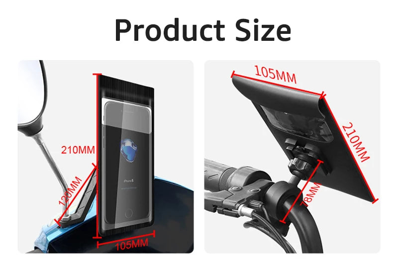 Bike Phone Holder Case Waterproof Bicycle Handlebar Phone Stand Motorcycle Rearview Mirror Cellphone Mount Cycling Accessories