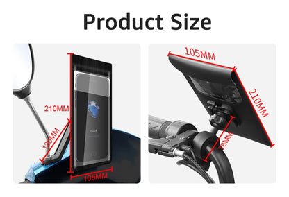 Bike Phone Holder Case Waterproof Bicycle Handlebar Phone Stand Motorcycle Rearview Mirror Cellphone Mount Cycling Accessories