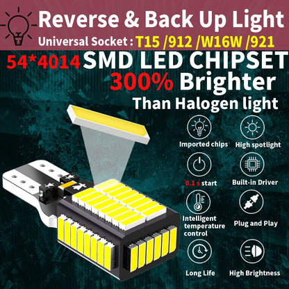 2pcs W16W T15 921 912 LED Canbus Reverse Light Bulbs On Cars White 6000k 12v Back Up Lamp For Mazda CX5 2 DE DL 3 5 CX3 MX5 6 GG