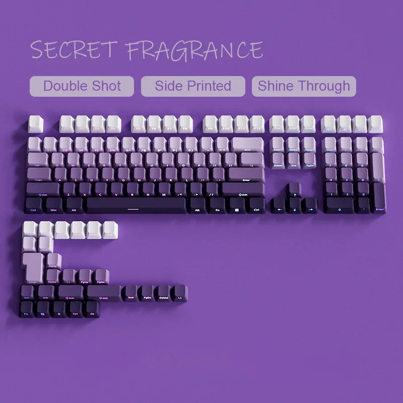 Babysbreath Side Print Shine Through Keycap Cherry Profile Double Shot PBT Keycaps 130 Key for Cherry MX Switches Gamer Keyboard