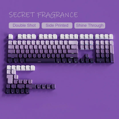 Babysbreath Side Print Shine Through Keycap Cherry Profile Double Shot PBT Keycaps 130 Key for Cherry MX Switches Gamer Keyboard