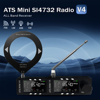 AMNVOLT V4/V3S ATS MINI SI4732 Radio ALL Band DSP Radio FM AM SSB LSB USB Receiver, built-in Hi-Z Headphone Amplifier Circuit