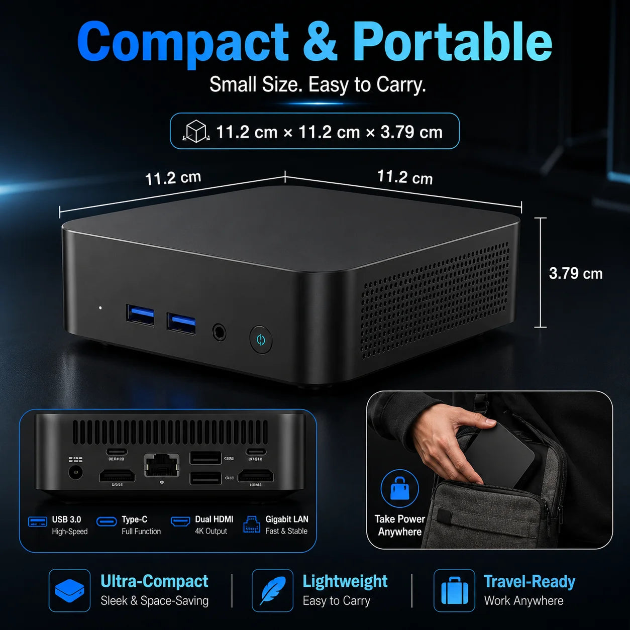 MINI Gaming PC Windows 11 Intel Core I9 10980hk 16GB 32GB RAM 1TB SSD WIFI 6 BT5.2 4K HD Mini Gaming Office Study PC