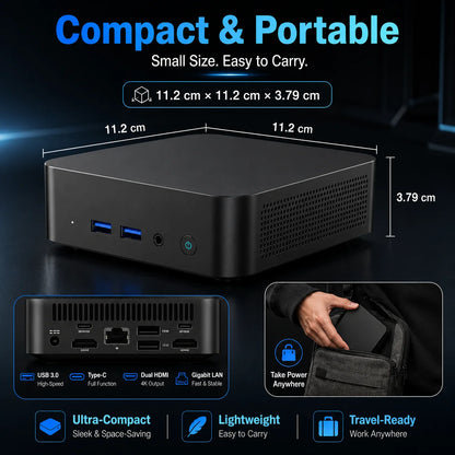 MINI Gaming PC Windows 11 Intel Core I9 10980hk 16GB 32GB RAM 1TB SSD WIFI 6 BT5.2 4K HD Mini Gaming Office Study PC