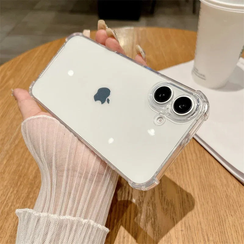 Luxury Jelly Clear Silicone Soft Case For iPhone 11 12 13 14 15 16 Pro Max 16 Plus Shockproof Protection Transparent Back Cover