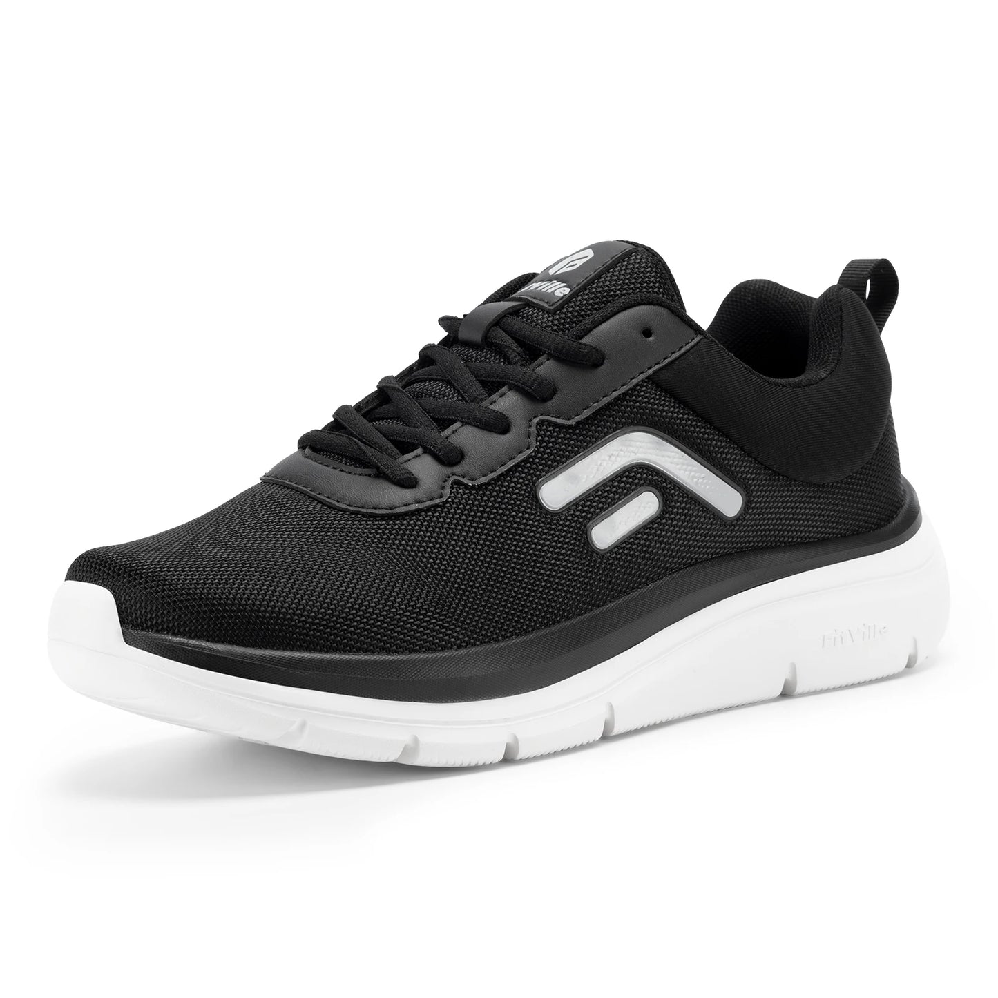 FitVille Walking Shoes for Men Wide Width Thick sole Lightweight Breathable Sneakers Shoes for Plantar Fasciitis Pain Relief