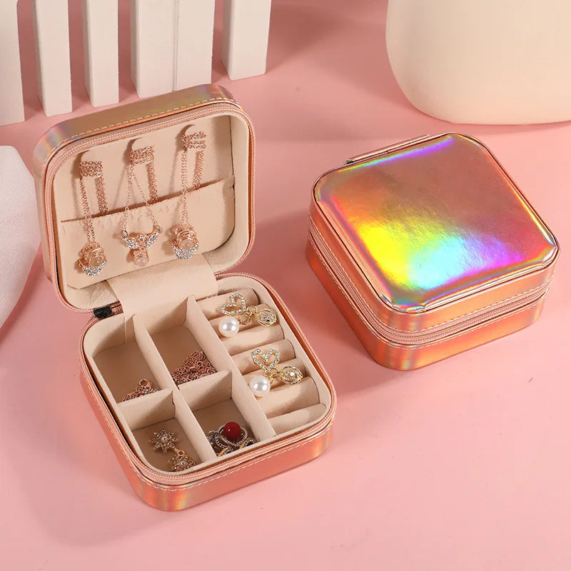 Jewelry Case Box Portable Small Travel Jewelry Organizer Necklace Earring Ring Storage Display Gift Box Travel Essentials