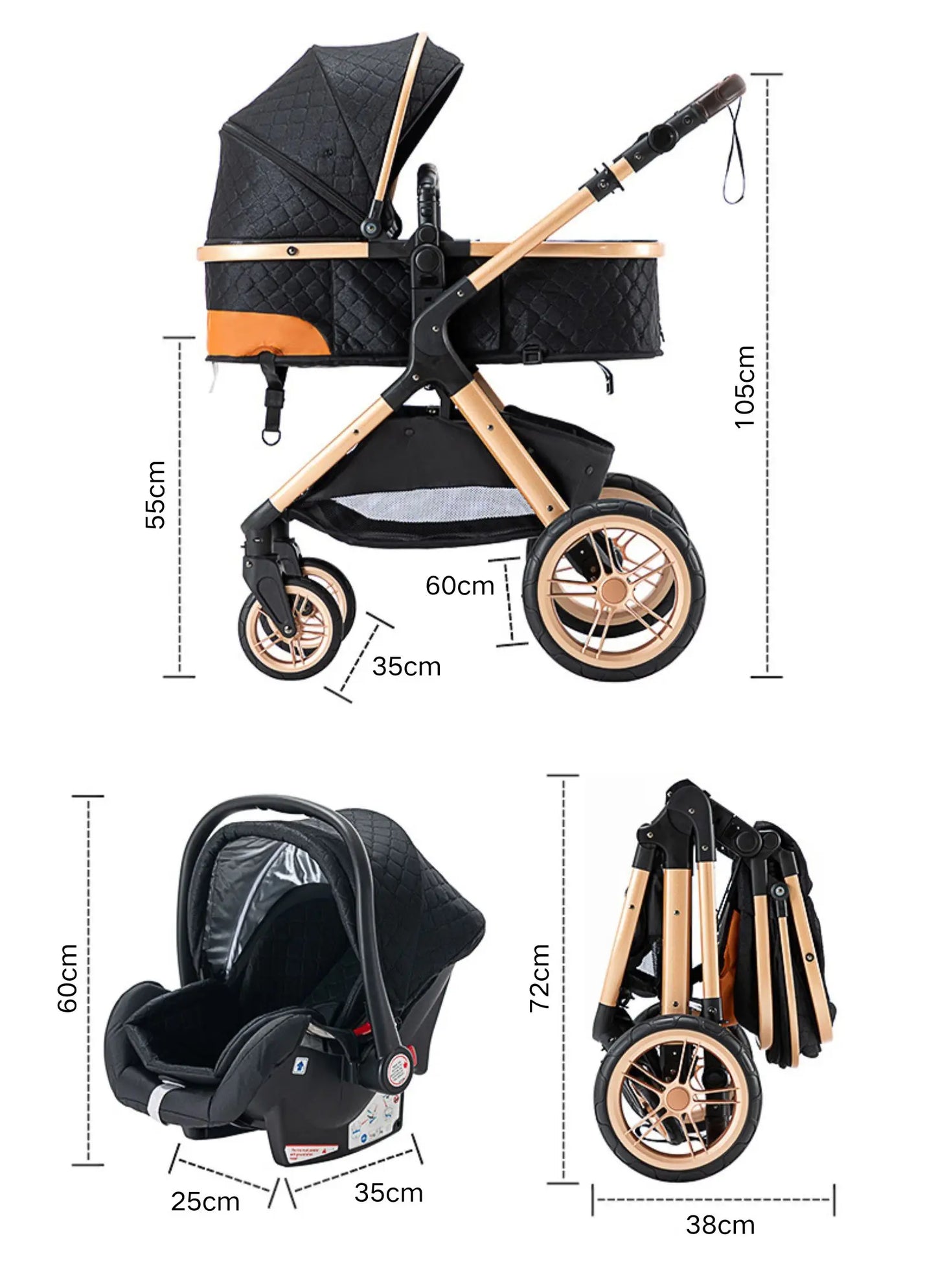 Newest Baby Stroller 3 in1 Multifunctional Stroller Easy Folding Travel Portable Baby Carriage Safety Seat EU Standard