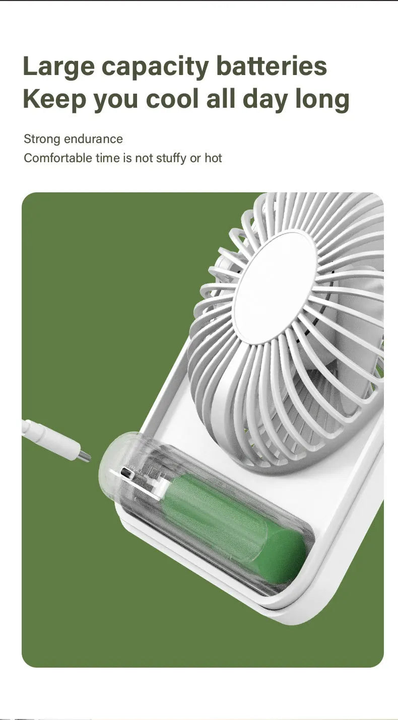 2025 New Small Fan Handy Charging Long Life Ultra-thin Desktop Fan Large Wind Super Quiet Folding Handheld Table Fan