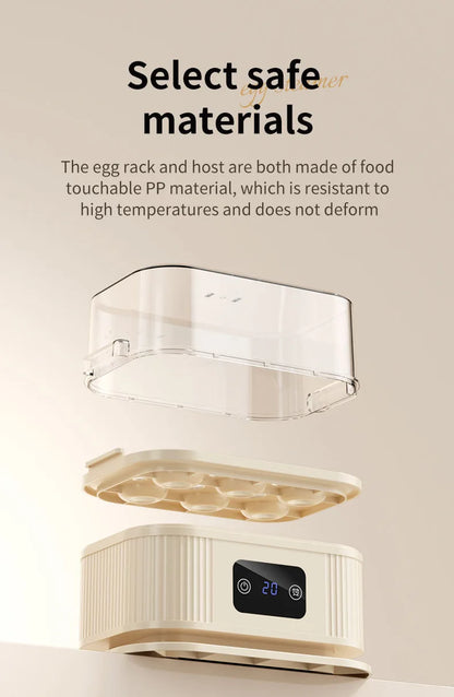 TINSOL Multifunctional Electric Egg Cooker Kitchen Breakfast Maker 200W High-Power Smart Egg Steamer with Timer Function