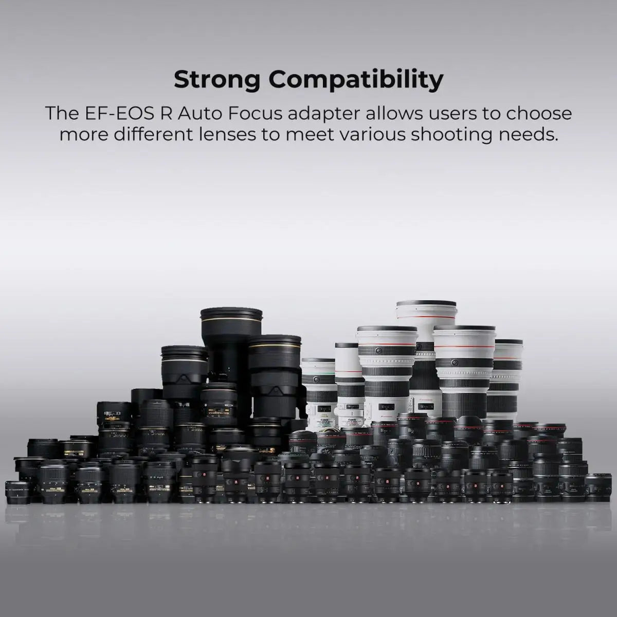 K&F CONCEPT EF to EOS R Adapter Auto Focus Lens Mount Adapter for Canon EF EF-S Lens to Canon EOS R/RF R3 R6 R50 Mount Cameras