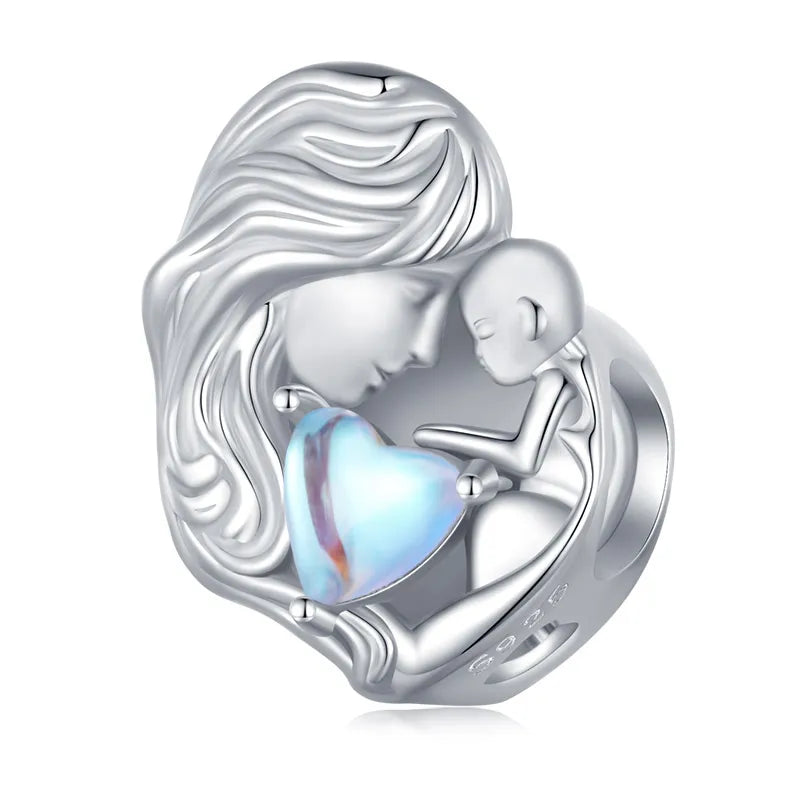 WOSTU Real 925 Sterling Silver Heart Pendents Gifts Charms Beads Fit Original DIY Bracelet Necklace Mother's Day Jewelry for Mom