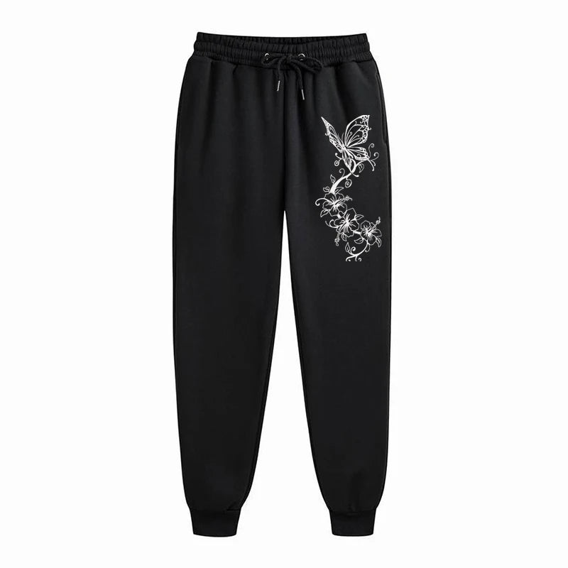 Fashion Floral & Butterfly Print Sports Pants Women's High Quality Pants Jogging Pants Women's Leisure Fitness Jogging Pants