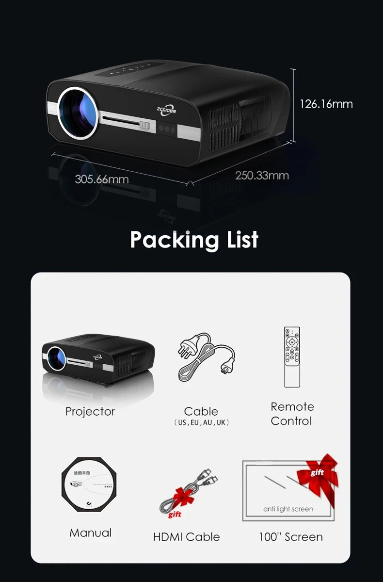 Official Google TV 4K Smart Projector Netflix Certified Native 1080P Dolby Audio WiFi6 Auto Focus HDR Home Theater HDMI BT5.4