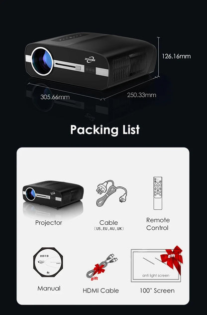 Official Google TV 4K Smart Projector Netflix Certified Native 1080P Dolby Audio WiFi6 Auto Focus HDR Home Theater HDMI BT5.4