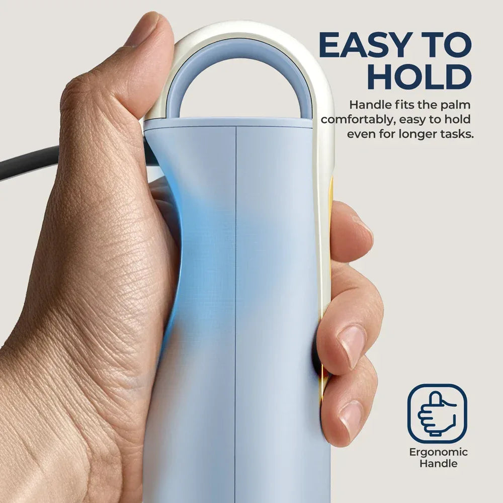 ROUNY Handheld Immersion Blender with Stainless Steel Blades for Kitchen Food Mixing, Light Blue Stick Blender, Classic Basic