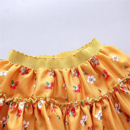 0-3 Year Old Little Girl'S Half Length Skirt  Sweet Small Floral Multi-Layer Chiffon Solid Color Loose A-Line Skirt tutu skirt