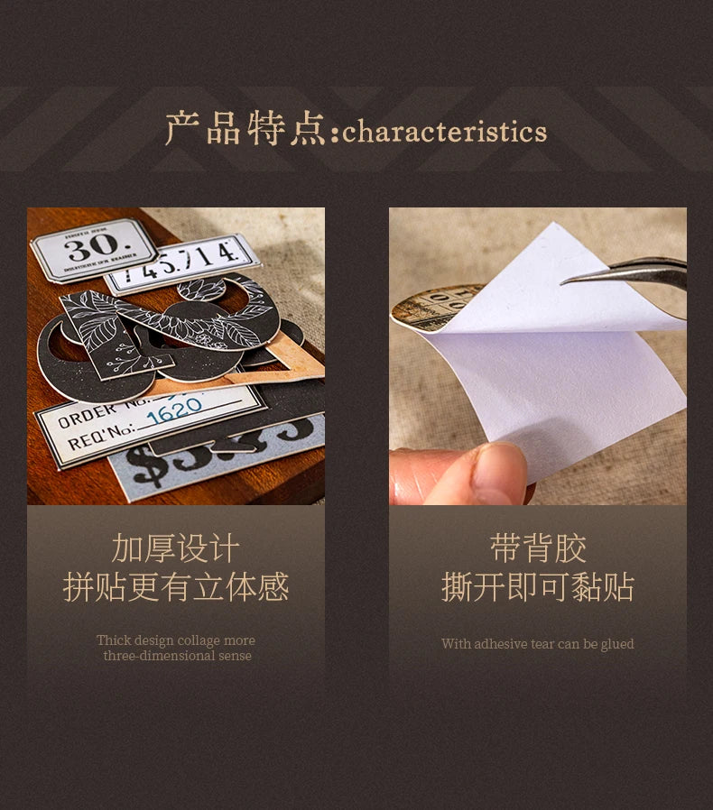 Journal GO 20pcs Creative Hard Card Vintage Numbers Stickers for Photo Frame Scrapbooking Journaling diy Retro Number Sticker