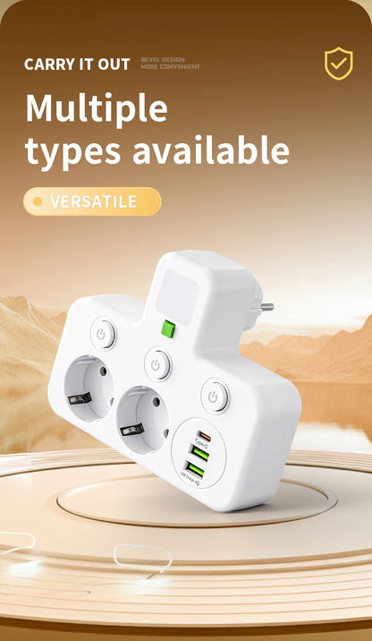 EU plug AC socket power board multi-layer wall socket universal network filter, with or without USB independent switch light ada