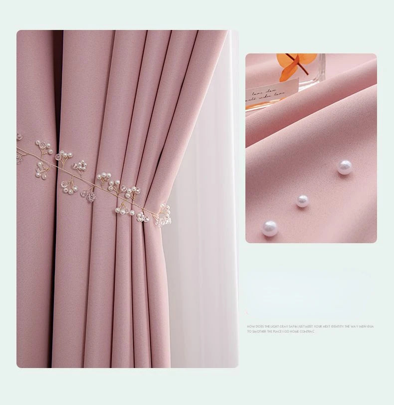 Light Luxury High Grade Bedroom High Blackout Curtain Ins Style Living Room Curtains Green Natural Solid Color Thickened Drapes