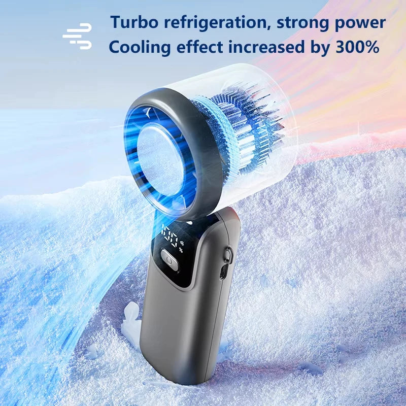 Midea Ice Compress Handheld Fan Portable Outdoor Usb Digital Display Folding Refrigeration High Speed Violent Turbine Small Fan