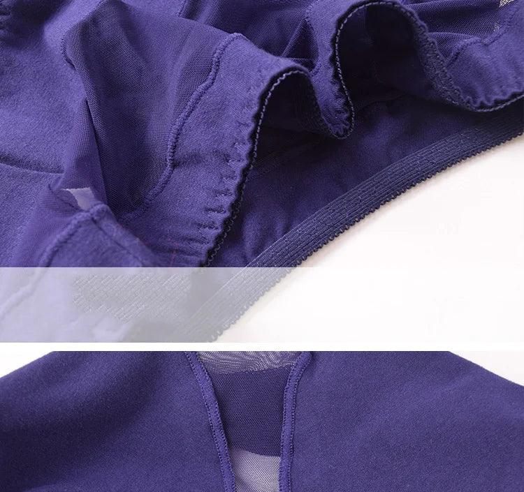 Large Size 110 Kg Triangle Underwear Women's Mesh High Waist Hip Fat Transparent Sexy Lingerie