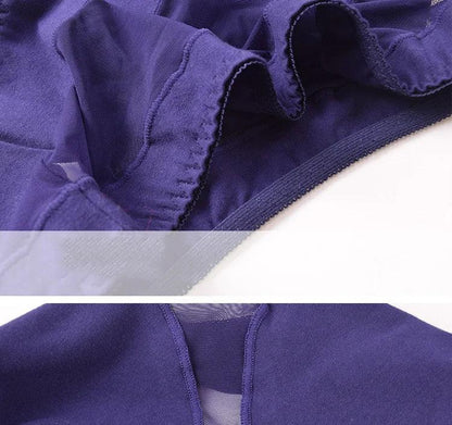 Large Size 110 Kg Triangle Underwear Women's Mesh High Waist Hip Fat Transparent Sexy Lingerie
